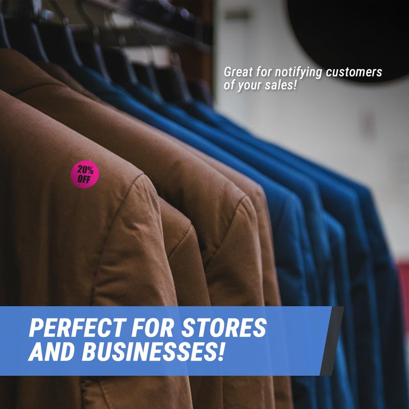 OfficeSmartLabels 20 Percent Off Stickers - Discount Sale Labels for Small Business Supplies Retail Store Markdown Pricing Stickers - 1.5 Inch Round Circle Fluorescent Pink Adhesive - 300 Labels/Roll - Image 3